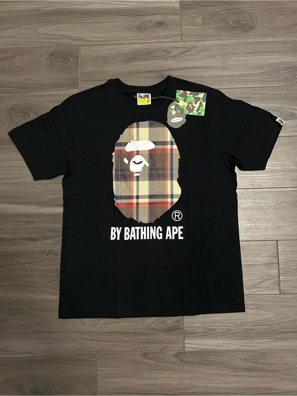 BAPE Check Plaid Ape Head Black T-Shirt – Beige - Picture 2 of 6